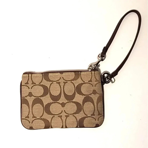 COACH SIGNATURE C CANVAS WRISTLET BROWN TAN STAGECOACH COACH LOGO - Picture 2 of 6